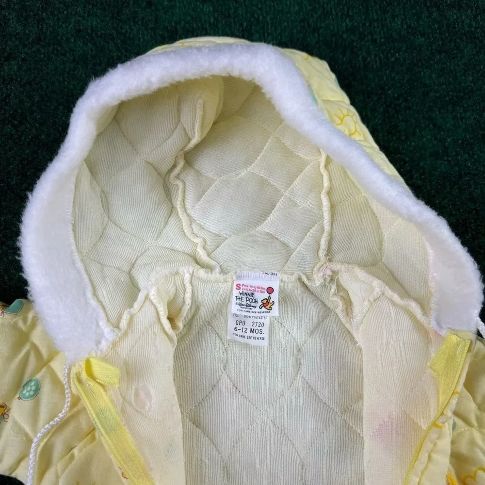 Disney WINNIE THE POOH Full Body Hooded Quilted Baby Snowsuit Size 6-12 Months